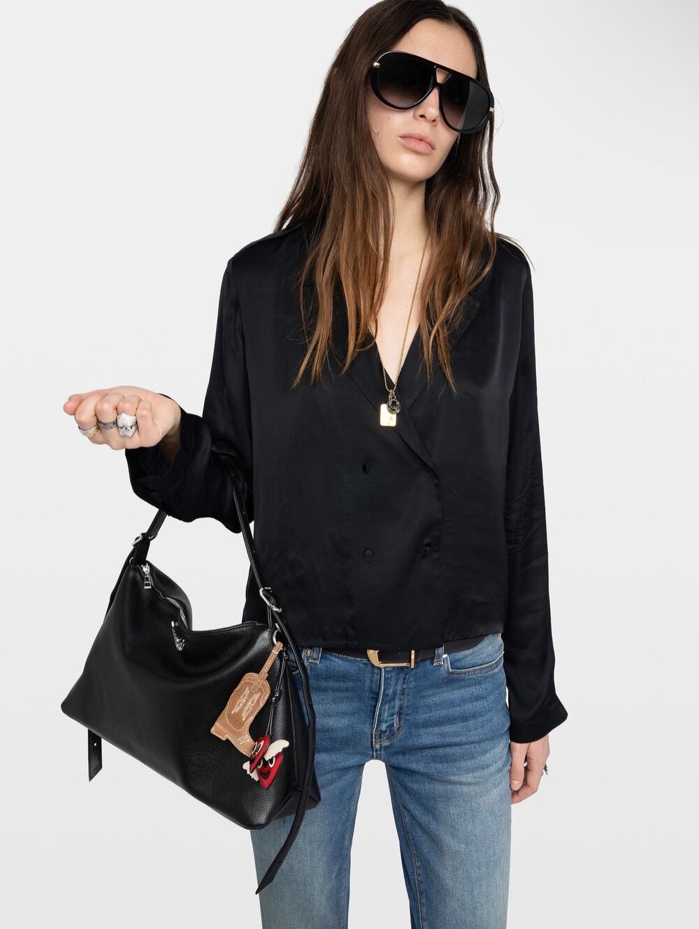 NWT Zadig &. Voltaire Tussi Blouse, Black, Large